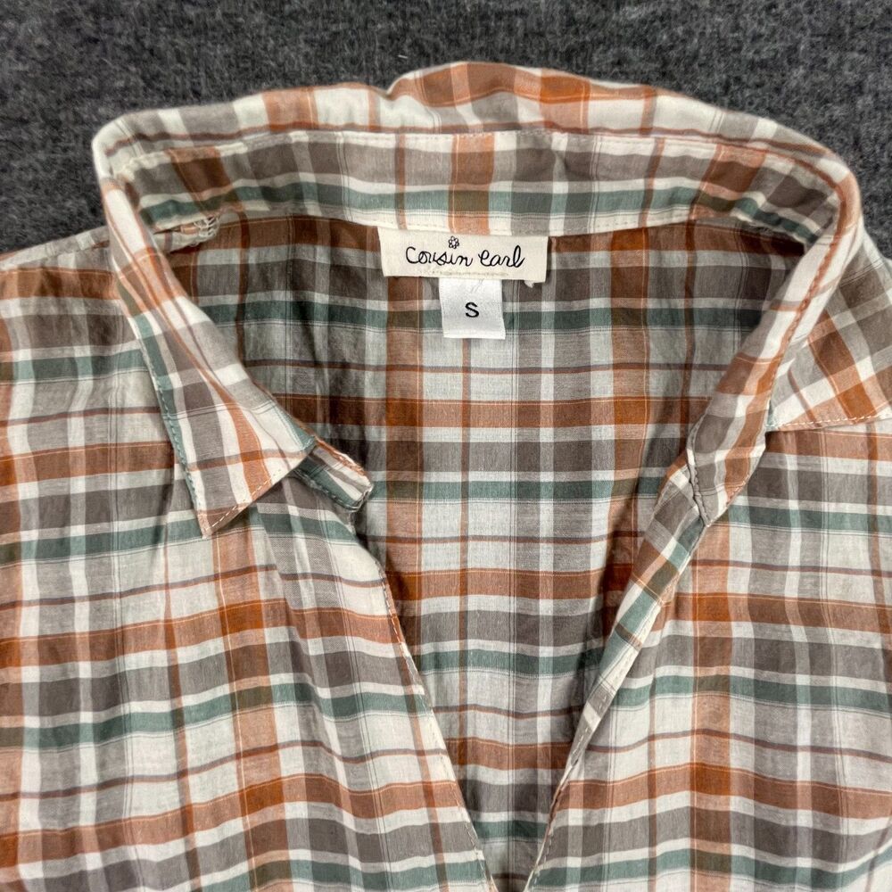 NWT Cousin Earl Flounce Plaid Babydoll Mini Dress S Brown Country Cottagecore - Picture 5 of 11